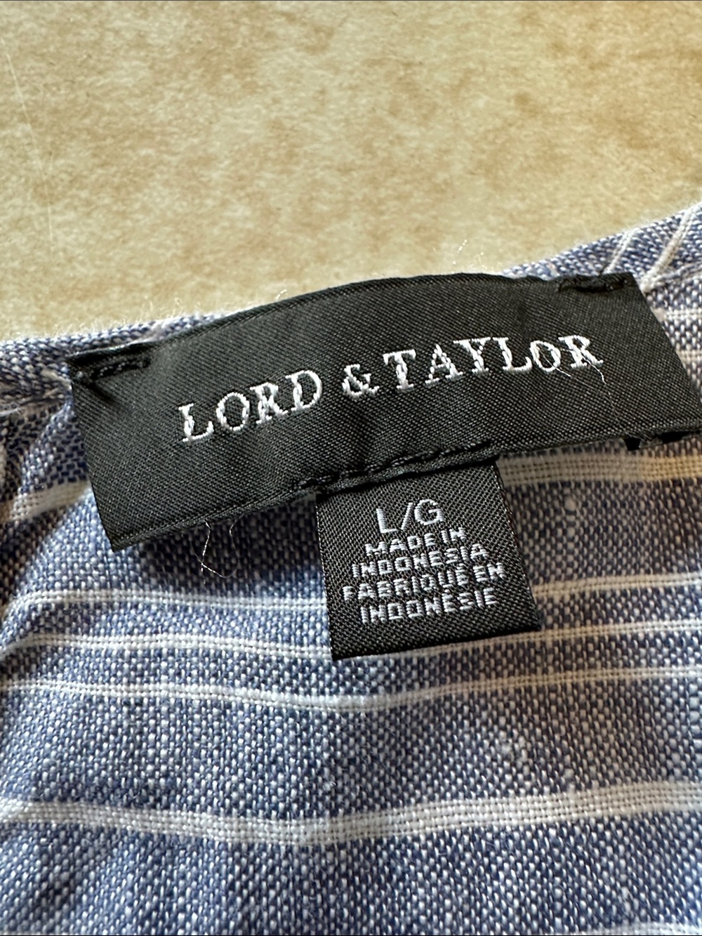 Lord & Taylor Blue & White Linen Blend Look Sleeveless Tank Top Large - Picture 2 of 6